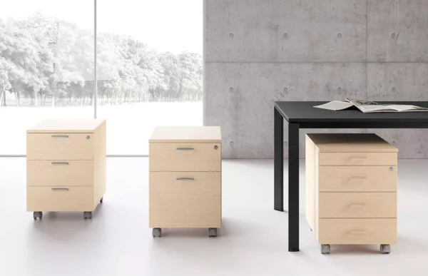 Caisson de bureau coloré et à roulettes